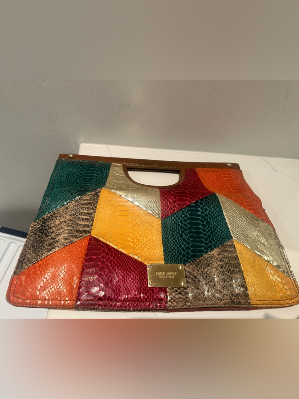 Nine West Vintage Multicolor Patchwork Clutch Bag